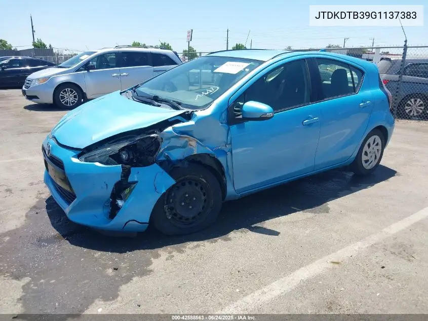 2016 Toyota Prius C Two VIN: JTDKDTB39G1137383 Lot: 42588563