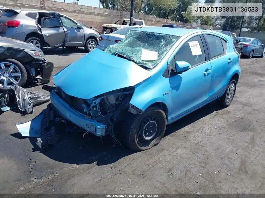 2016 Toyota Prius C VIN: JTDKDTB38G1136533 Lot: 42639827