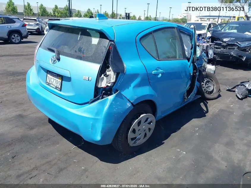 2016 Toyota Prius C VIN: JTDKDTB38G1136533 Lot: 42639827