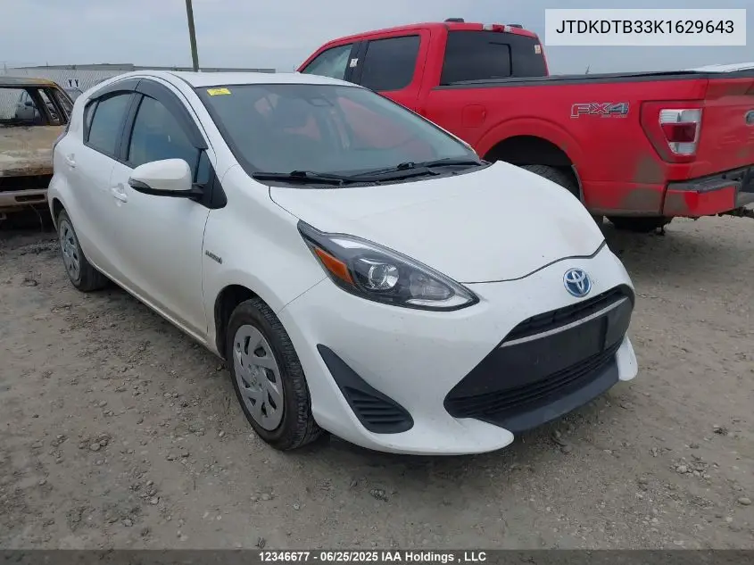 2019 Toyota Prius C Upgrade VIN: JTDKDTB33K1629643 Lot: 12346677