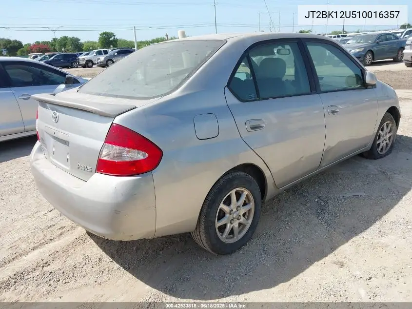2001 Toyota Prius VIN: JT2BK12U510016357 Lot: 42533818