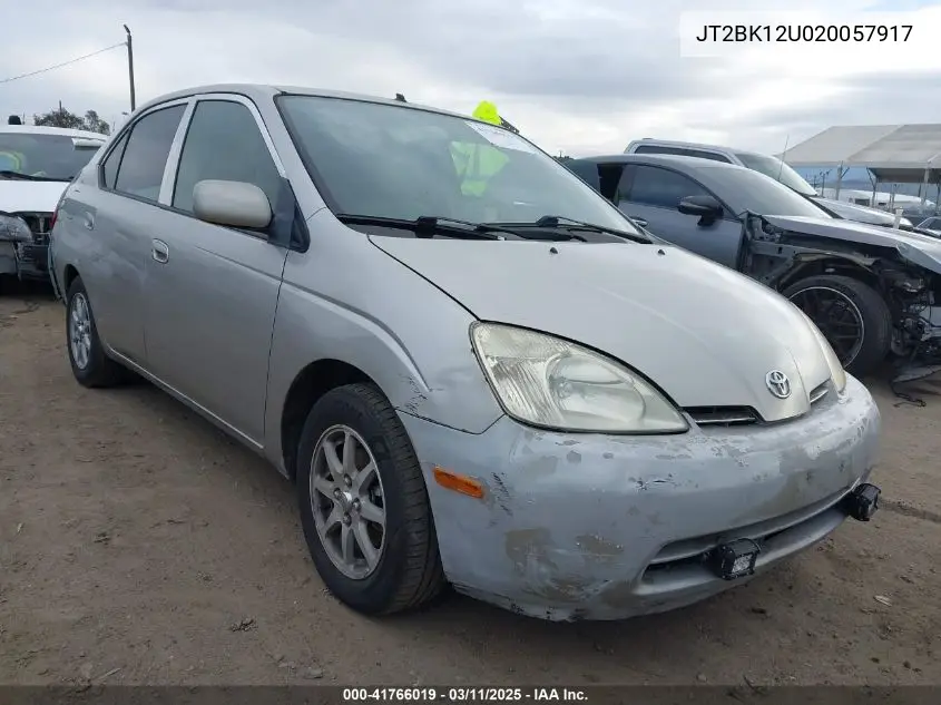 2002 Toyota Prius VIN: JT2BK12U020057917 Lot: 41766019