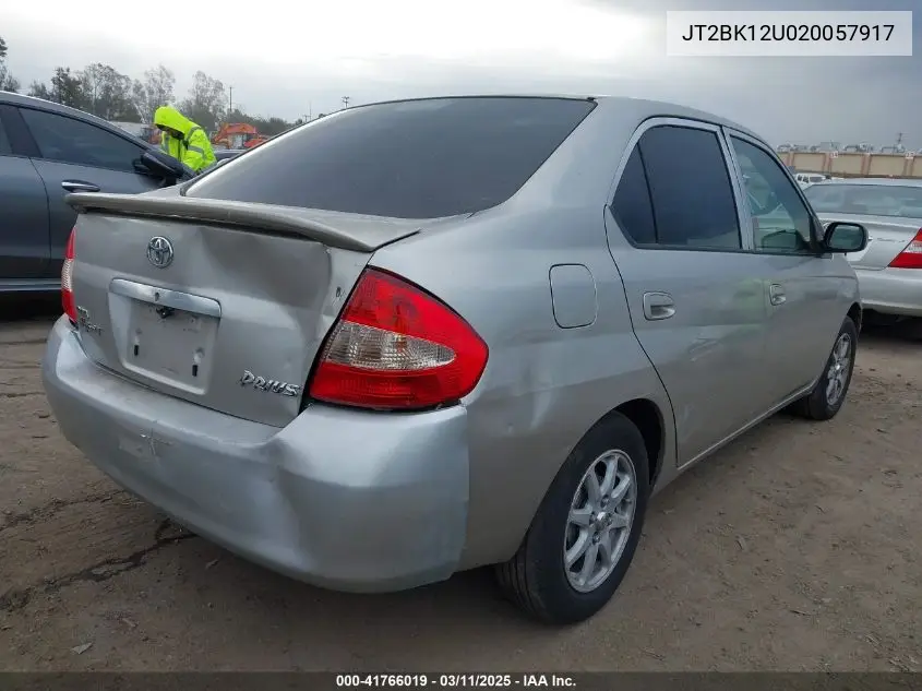 2002 Toyota Prius VIN: JT2BK12U020057917 Lot: 41766019