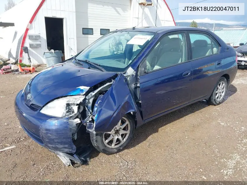 2002 Toyota Prius VIN: JT2BK18U220047011 Lot: 41916693