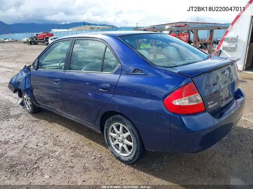 2002 Toyota Prius VIN: JT2BK18U220047011 Lot: 41916693