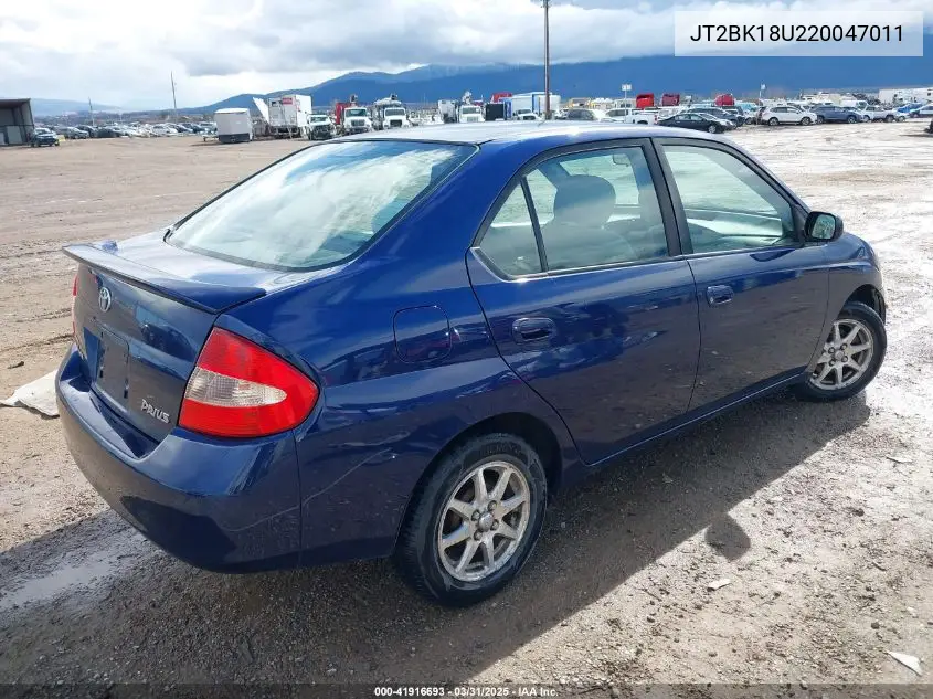 2002 Toyota Prius VIN: JT2BK18U220047011 Lot: 41916693