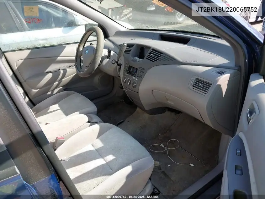 2002 Toyota Prius VIN: JT2BK18U220065752 Lot: 42099742