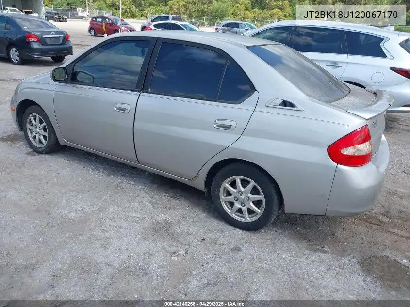 2002 Toyota Prius VIN: JT2BK18U120067170 Lot: 42140258