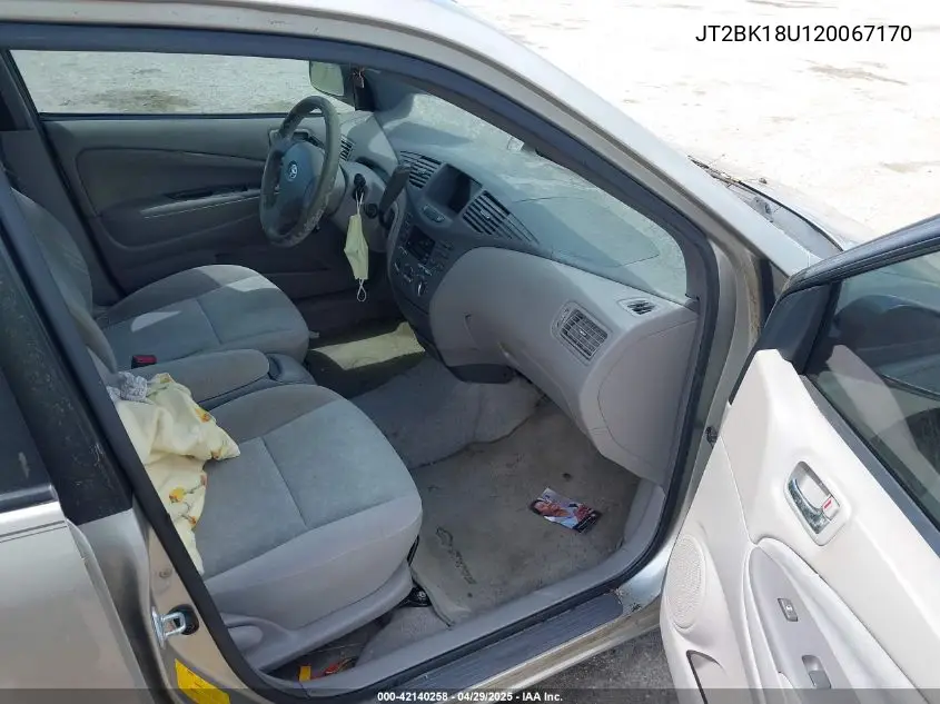 2002 Toyota Prius VIN: JT2BK18U120067170 Lot: 42140258