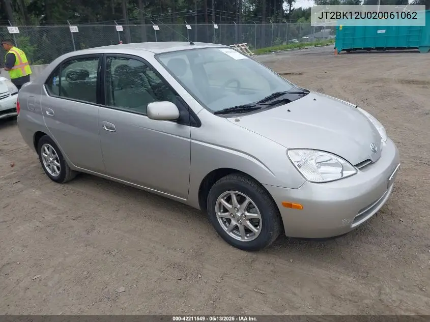 2002 Toyota Prius VIN: JT2BK12U020061062 Lot: 42211549