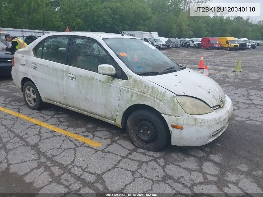 2002 Toyota Prius VIN: JT2BK12U120040110 Lot: 42243148