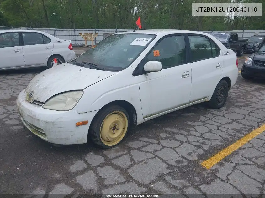 2002 Toyota Prius VIN: JT2BK12U120040110 Lot: 42243148