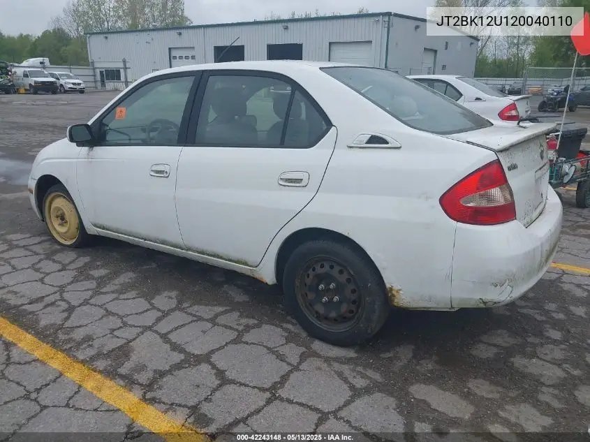 2002 Toyota Prius VIN: JT2BK12U120040110 Lot: 42243148