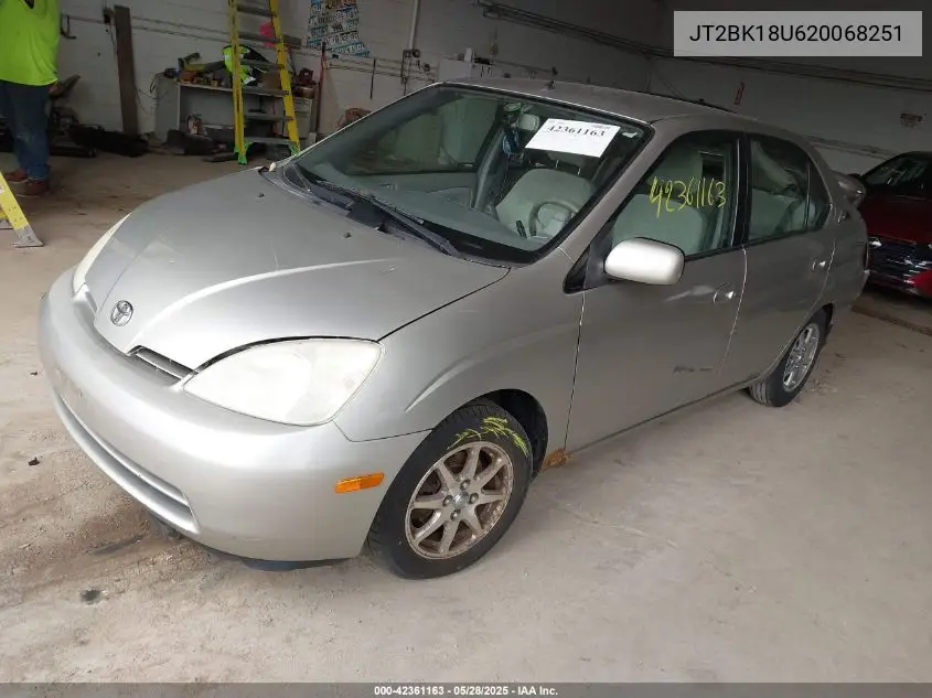 2002 Toyota Prius VIN: JT2BK18U620068251 Lot: 42361163
