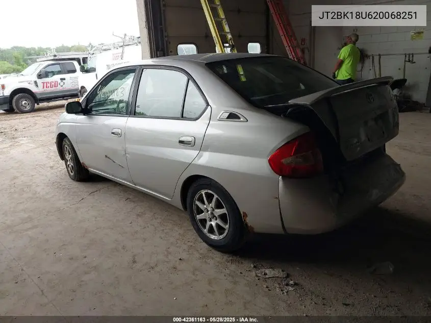 2002 Toyota Prius VIN: JT2BK18U620068251 Lot: 42361163