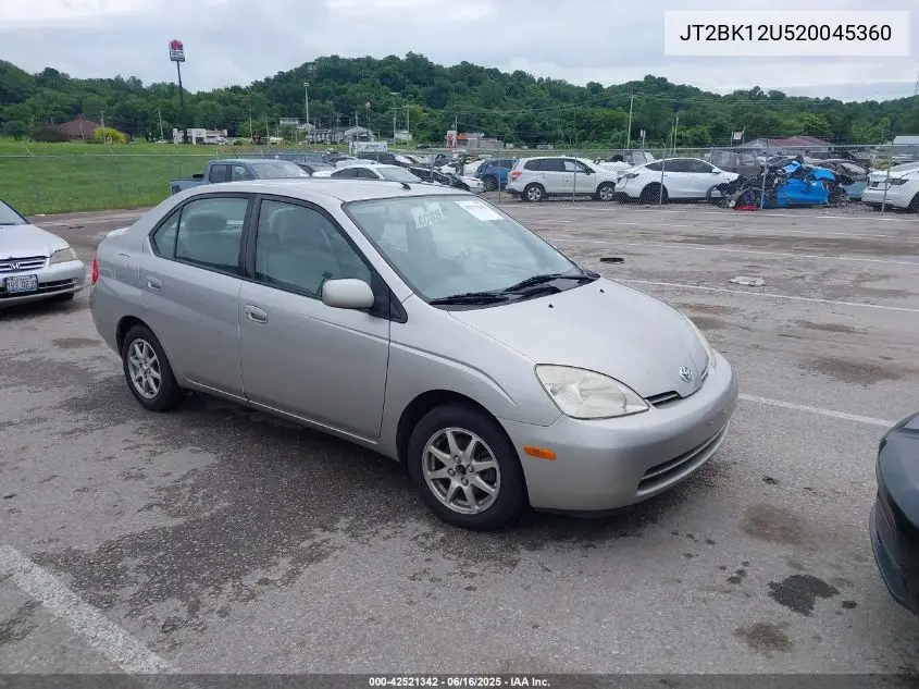 2002 Toyota Prius VIN: JT2BK12U520045360 Lot: 42521342