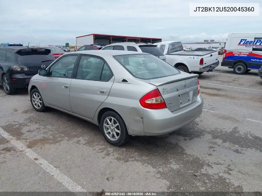 2002 Toyota Prius VIN: JT2BK12U520045360 Lot: 42521342