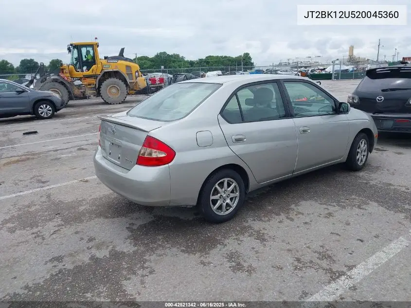 2002 Toyota Prius VIN: JT2BK12U520045360 Lot: 42521342