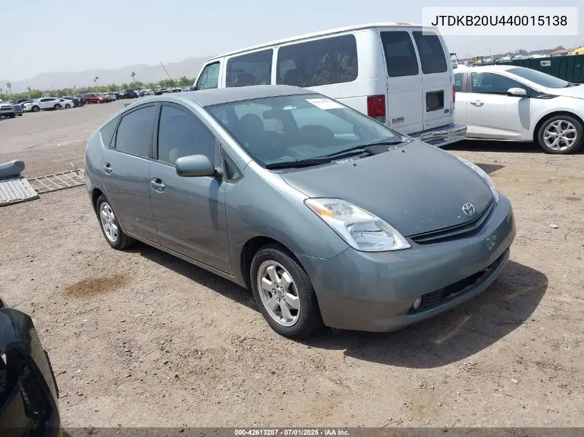 2004 Toyota Prius VIN: JTDKB20U440015138 Lot: 42613287