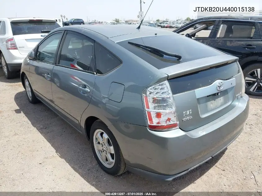 2004 Toyota Prius VIN: JTDKB20U440015138 Lot: 42613287