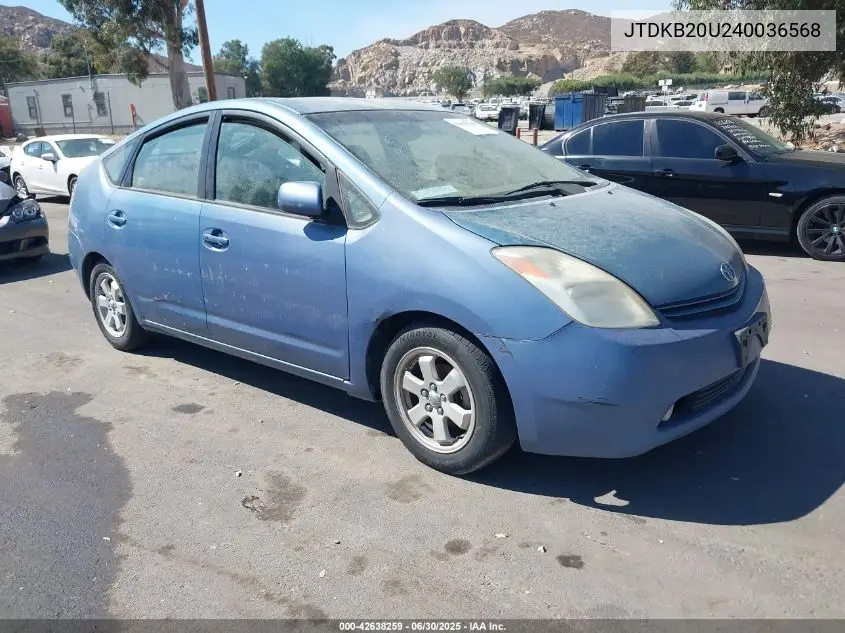 2004 Toyota Prius VIN: JTDKB20U240036568 Lot: 42638259