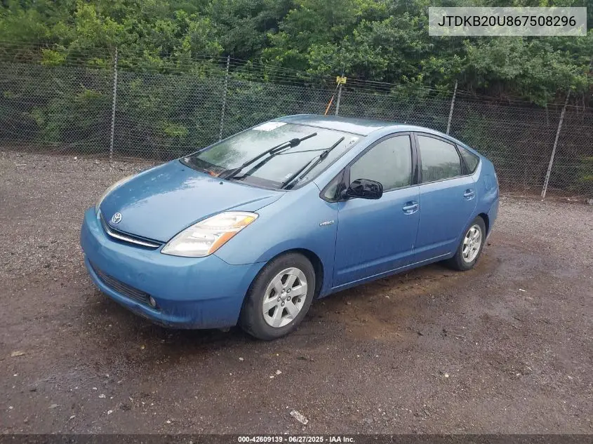 2006 Toyota Prius VIN: JTDKB20U867508296 Lot: 42609139