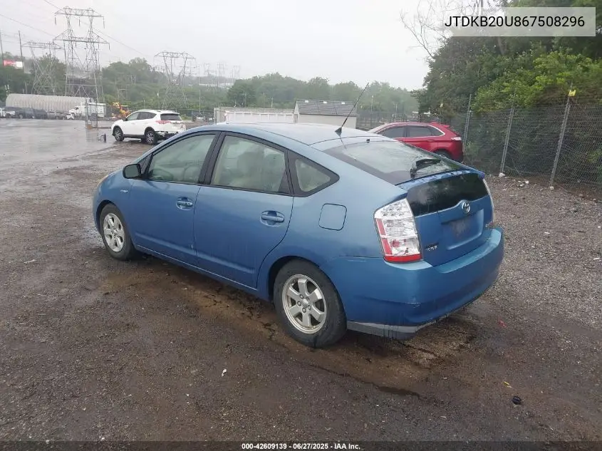 2006 Toyota Prius VIN: JTDKB20U867508296 Lot: 42609139