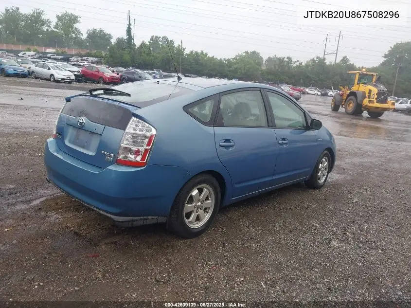 2006 Toyota Prius VIN: JTDKB20U867508296 Lot: 42609139