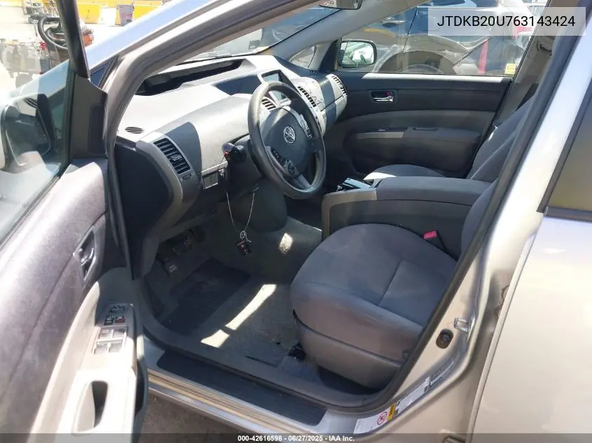 2006 Toyota Prius VIN: JTDKB20U763143424 Lot: 42616598