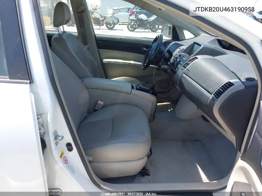 2006 Toyota Prius VIN: JTDKB20U463190958 Lot: 42617531