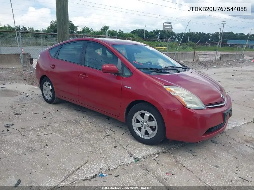 2006 Toyota Prius VIN: JTDKB20U767544058 Lot: 42624426