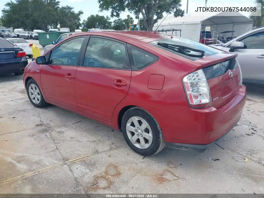 2006 Toyota Prius VIN: JTDKB20U767544058 Lot: 42624426