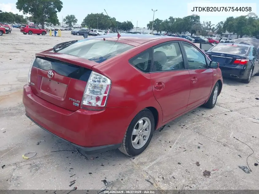 2006 Toyota Prius VIN: JTDKB20U767544058 Lot: 42624426