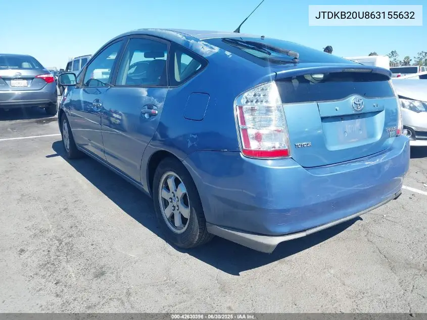 2006 Toyota Prius VIN: JTDKB20U863155632 Lot: 42630396