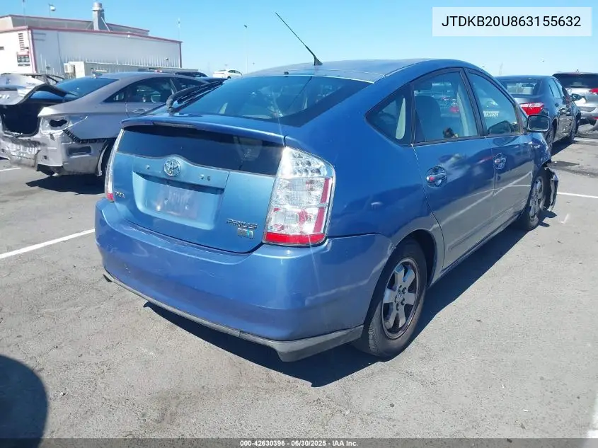 2006 Toyota Prius VIN: JTDKB20U863155632 Lot: 42630396