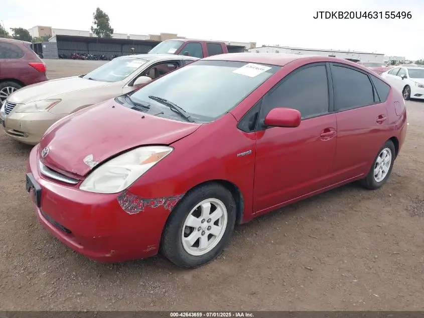 2006 Toyota Prius VIN: JTDKB20U463155496 Lot: 42643659
