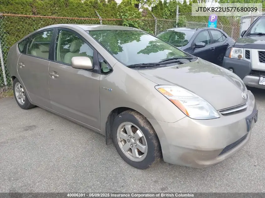 2007 Toyota Prius VIN: JTDKB22U577680039 Lot: 40006391