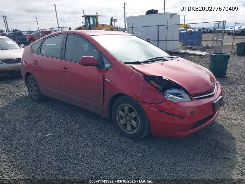 2007 Toyota Prius VIN: JTDKB20U277670409 Lot: 41749622