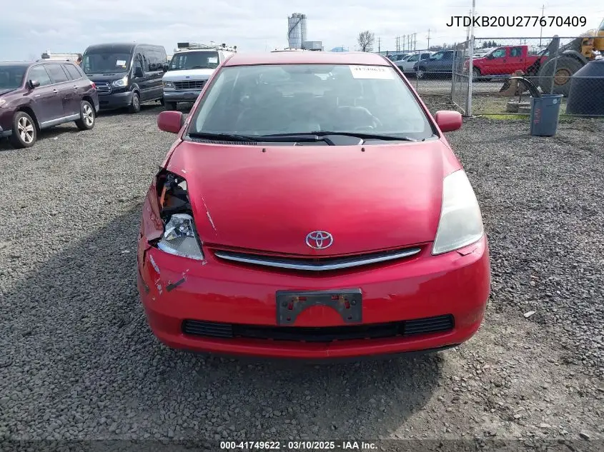 2007 Toyota Prius VIN: JTDKB20U277670409 Lot: 41749622