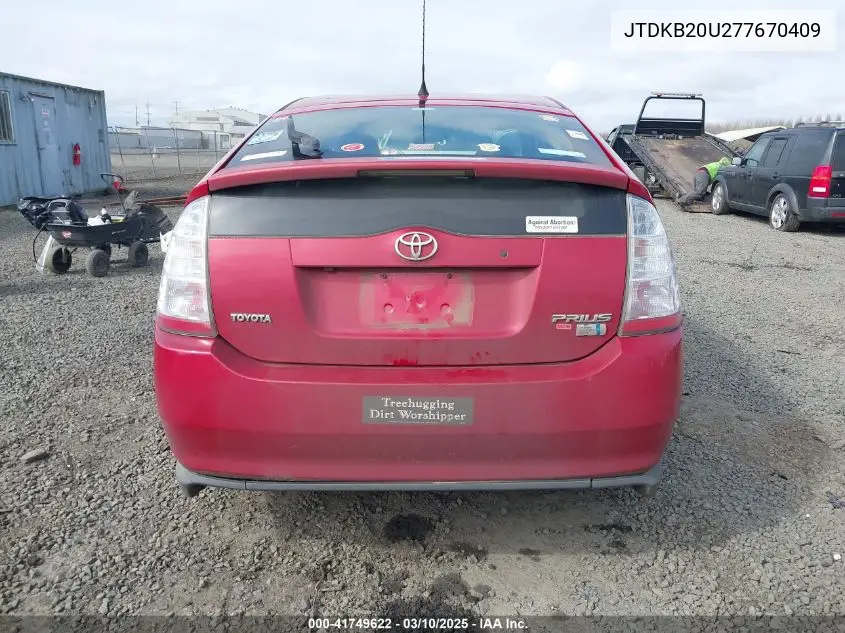 2007 Toyota Prius VIN: JTDKB20U277670409 Lot: 41749622