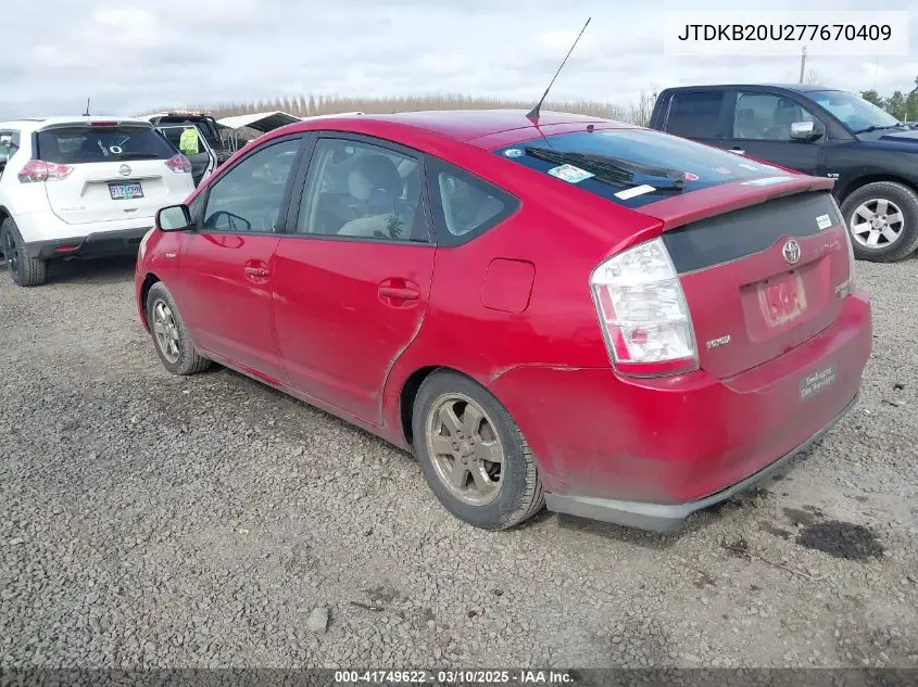 2007 Toyota Prius VIN: JTDKB20U277670409 Lot: 41749622