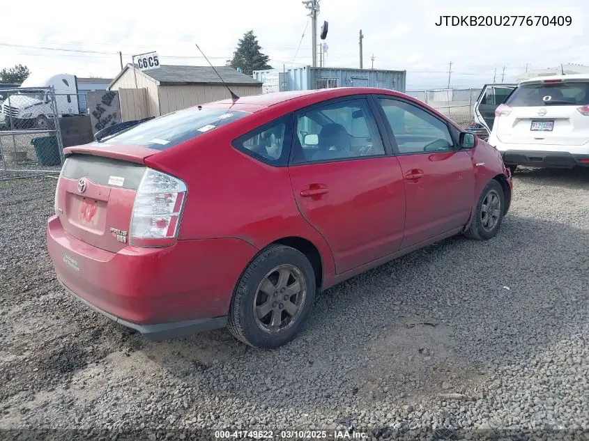 2007 Toyota Prius VIN: JTDKB20U277670409 Lot: 41749622