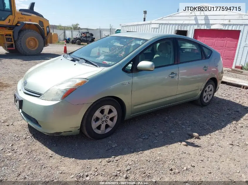 2007 Toyota Prius VIN: JTDKB20U177594715 Lot: 42629072