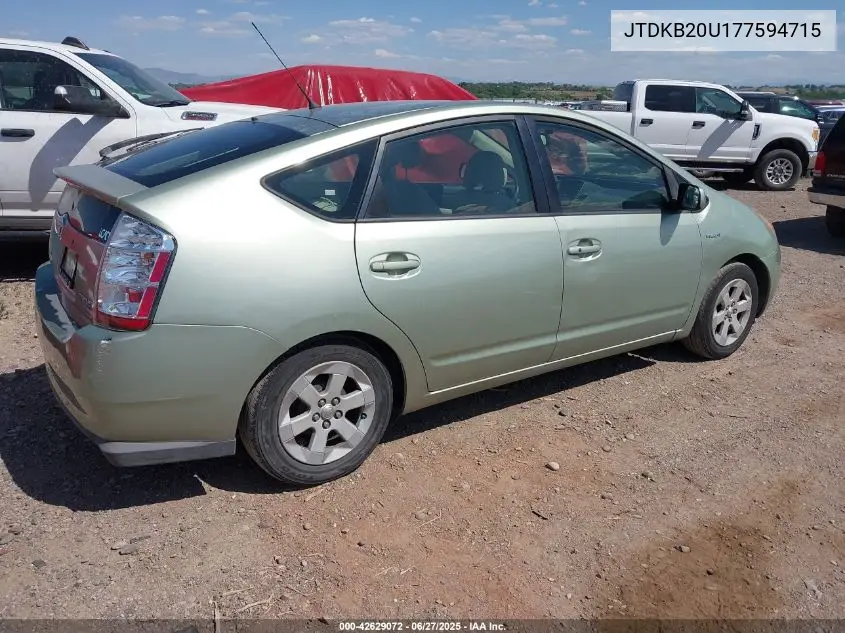 2007 Toyota Prius VIN: JTDKB20U177594715 Lot: 42629072
