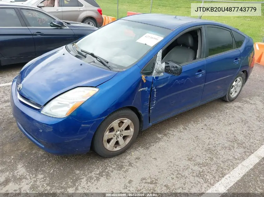 2008 Toyota Prius VIN: JTDKB20U487743779 Lot: 42230399