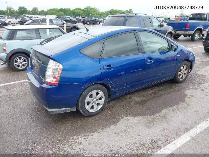 2008 Toyota Prius VIN: JTDKB20U487743779 Lot: 42230399