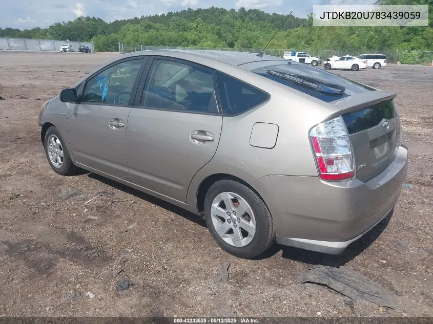 2008 Toyota Prius VIN: JTDKB20U783439059 Lot: 42233525