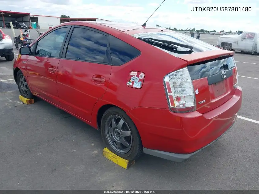 2008 Toyota Prius VIN: JTDKB20U587801480 Lot: 42245841