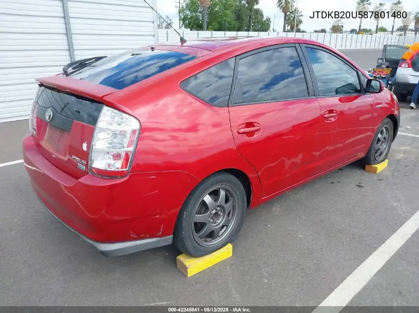 2008 Toyota Prius VIN: JTDKB20U587801480 Lot: 42245841