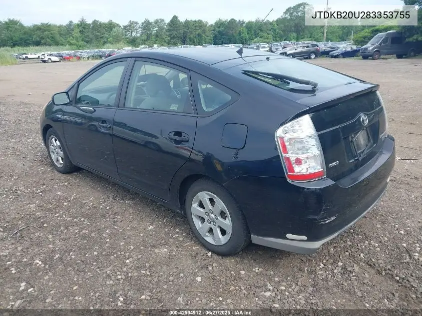 2008 Toyota Prius VIN: JTDKB20U283353755 Lot: 42594912